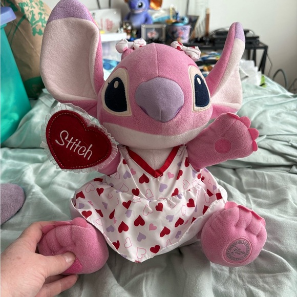 Disney Other - Disney Valentine’s Day Angel Pink Plush with Heart Pattern Lilo & Stitch